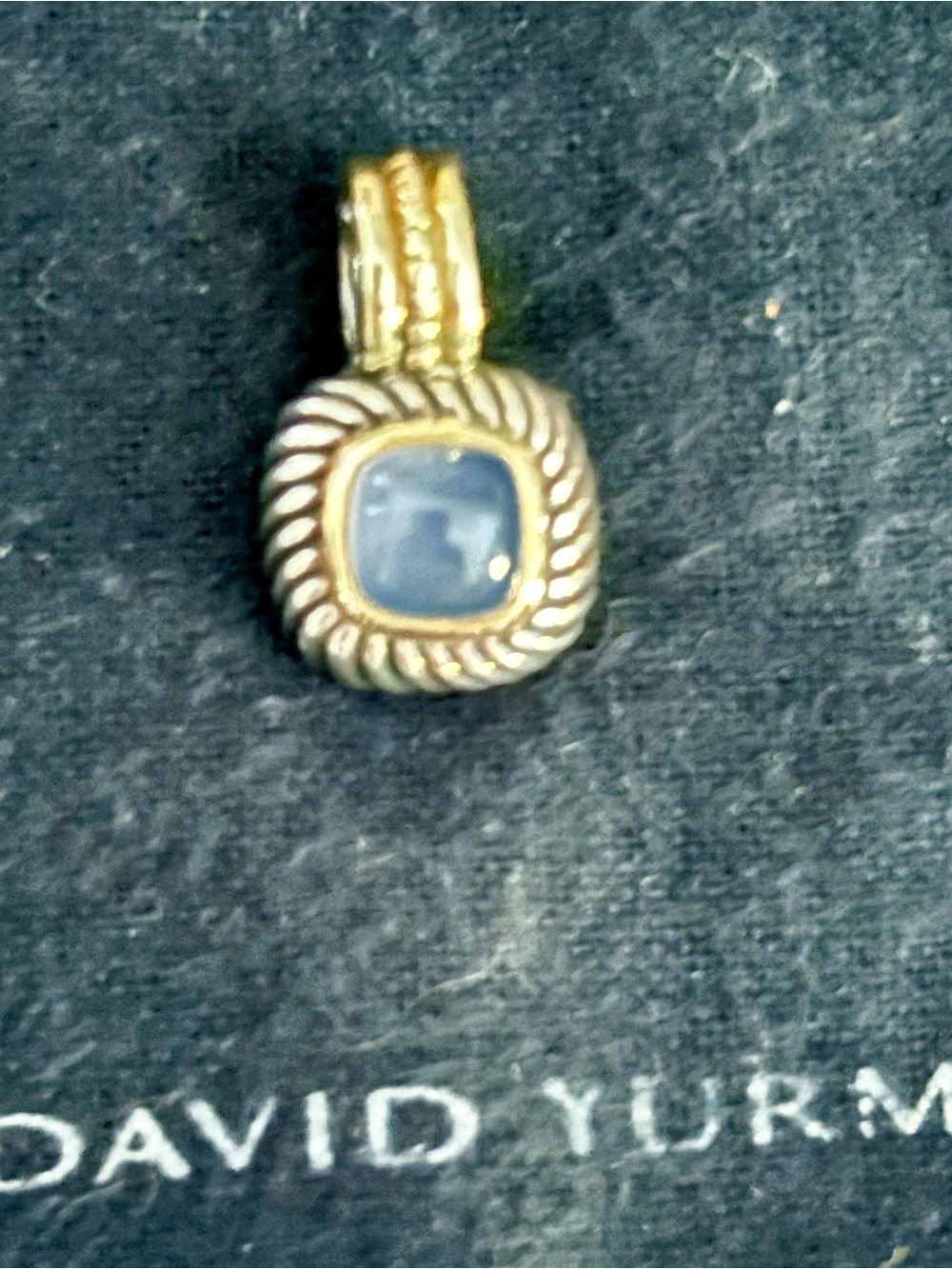 David Yurman Silver and Gold Pendant with Blue Albion Chalcedony.